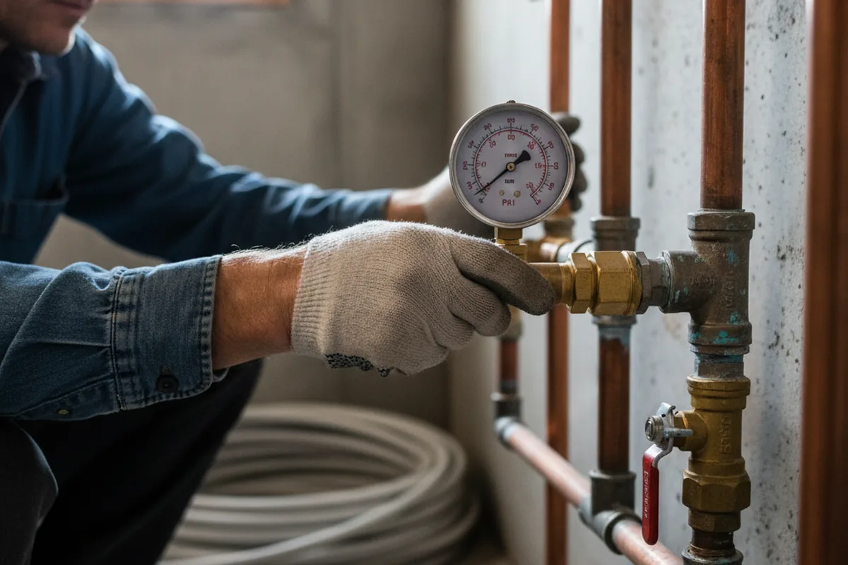 Pressure testing a repaired line during Water Line Repair in Middlebourne